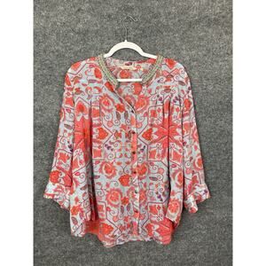 Soft Surroundings Boho Print Button Top Women’s Size Large